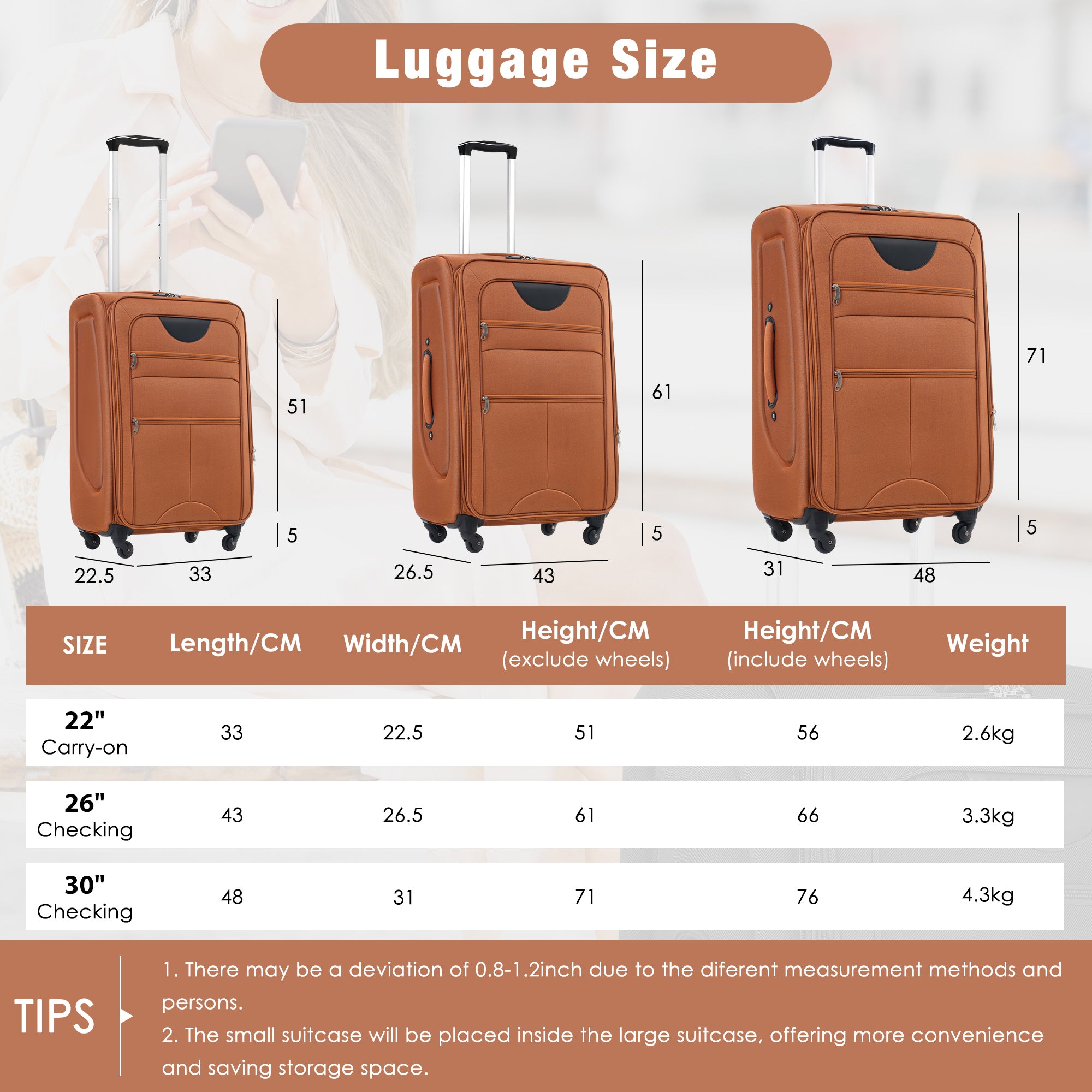 CLASSIC 5-Piece Luggage Set - Orange