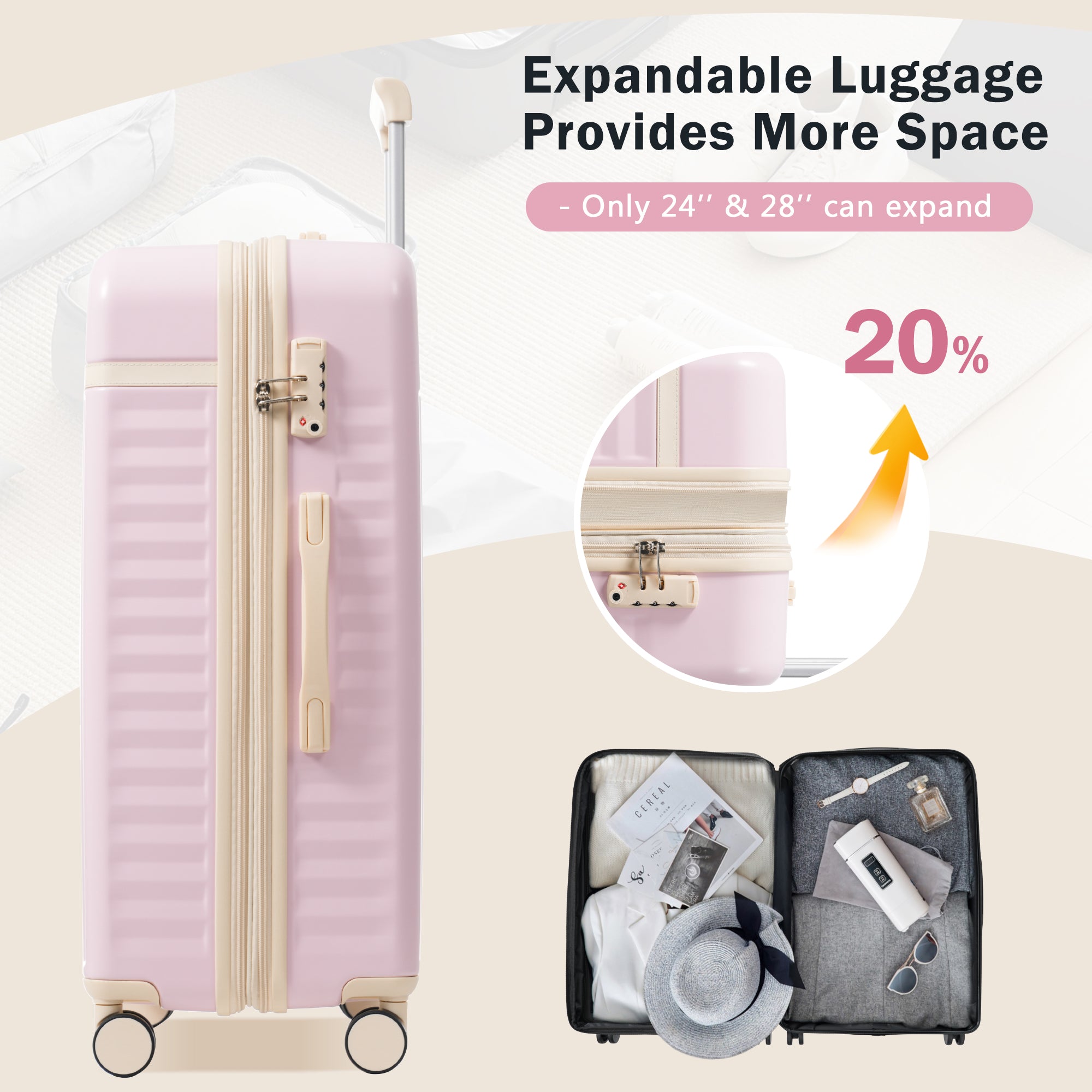 ERA 5-Piece Luggage Set - Pink