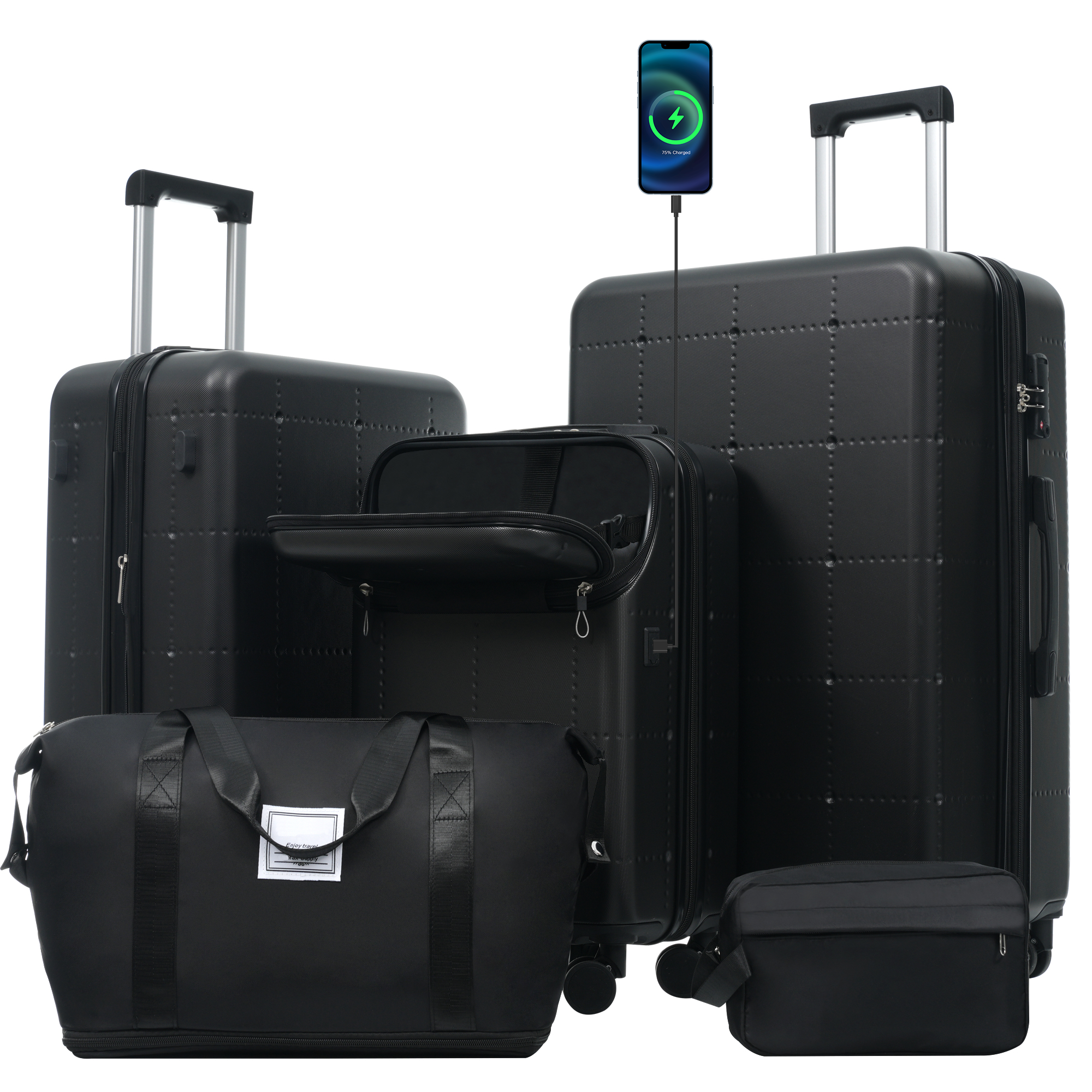 DOTS 5-Piece Luggage Set - Black