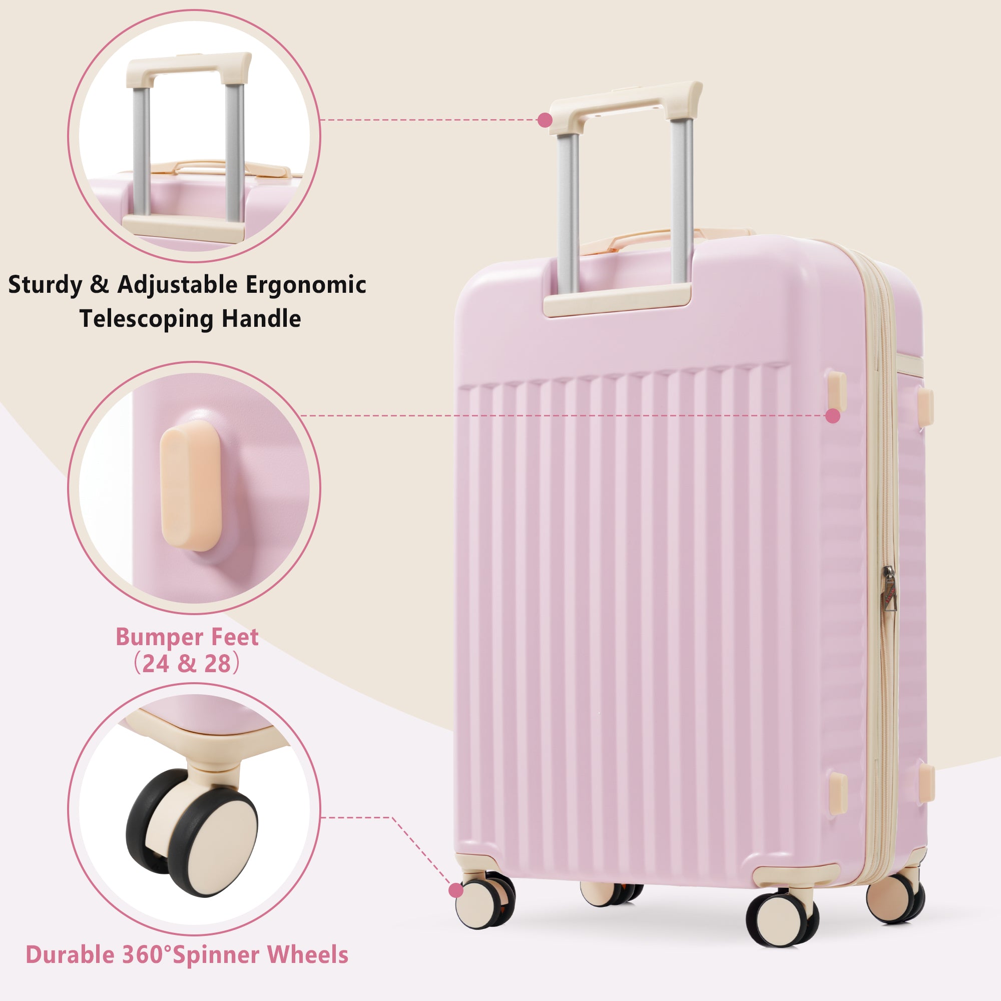 ERA 5-Piece Luggage Set - Pink