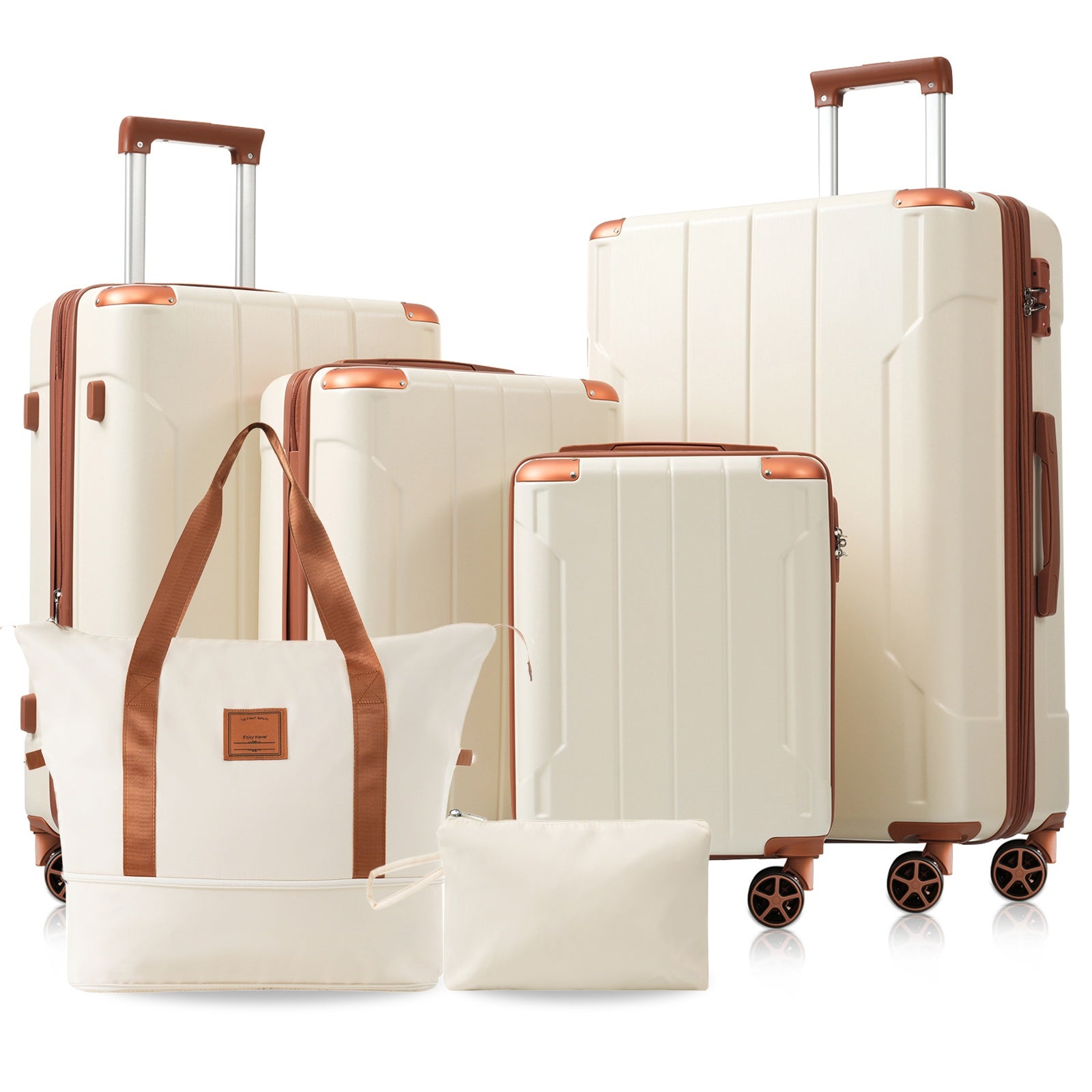 DELUXE 6-Piece Luggage Set - Cream