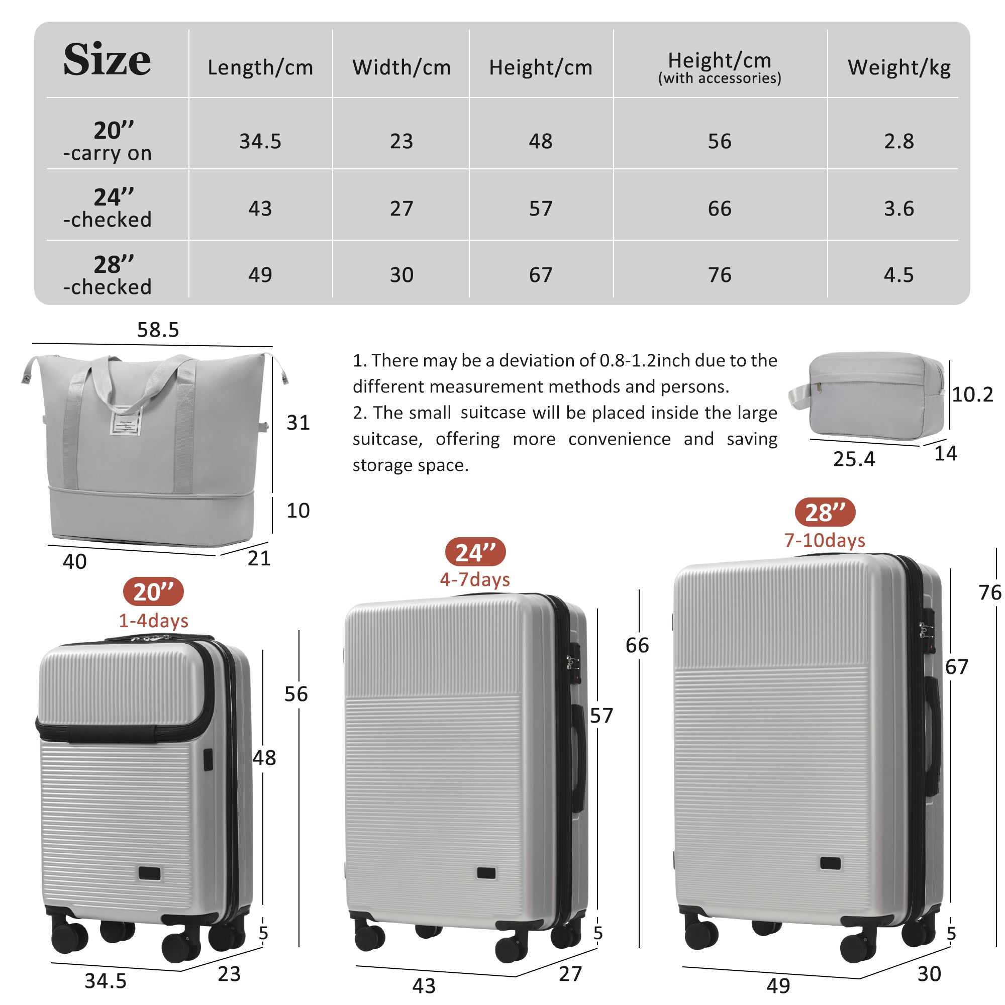 CROSS 5-Piece Luggage Set - Silver
