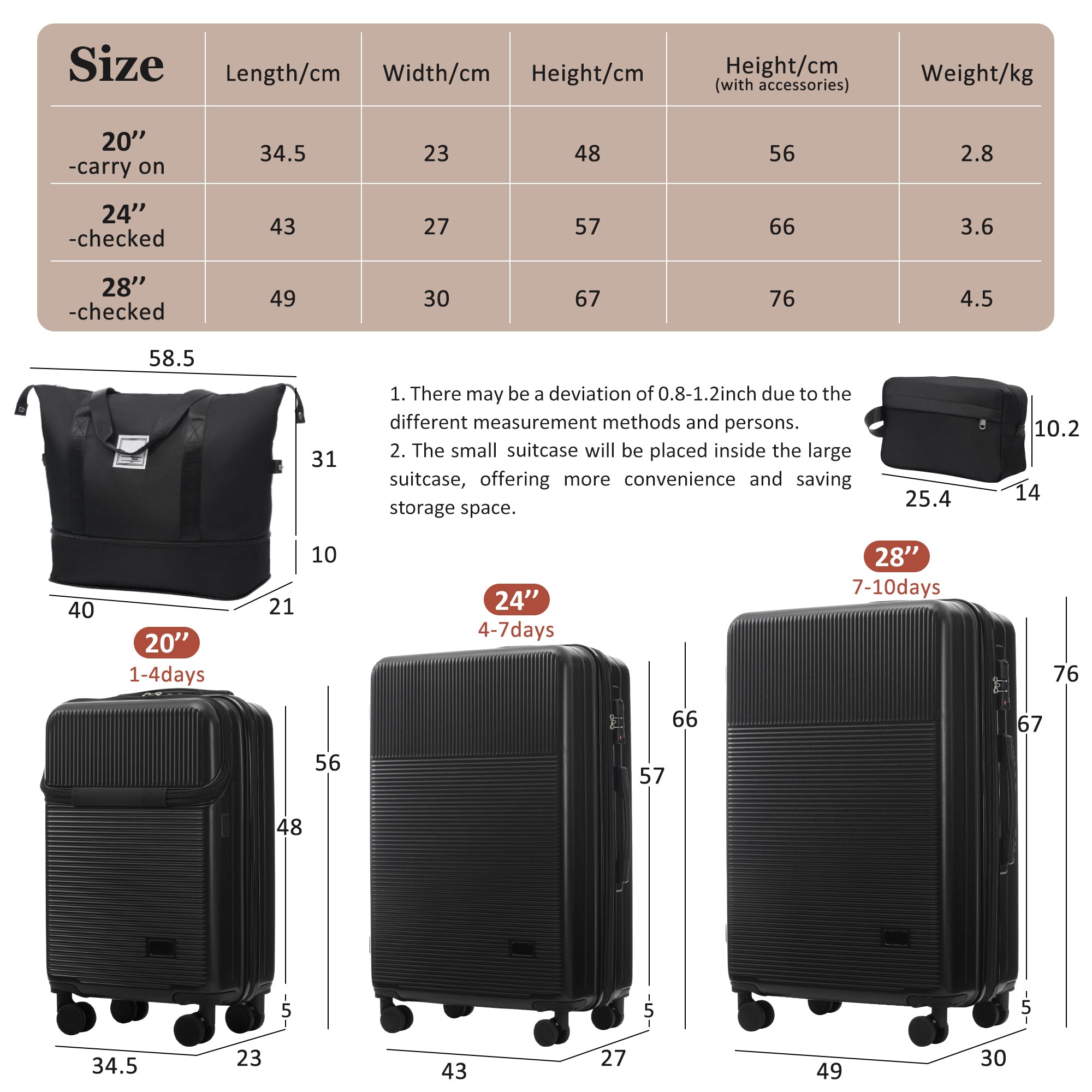 CROSS 5-Piece Luggage Set - Black