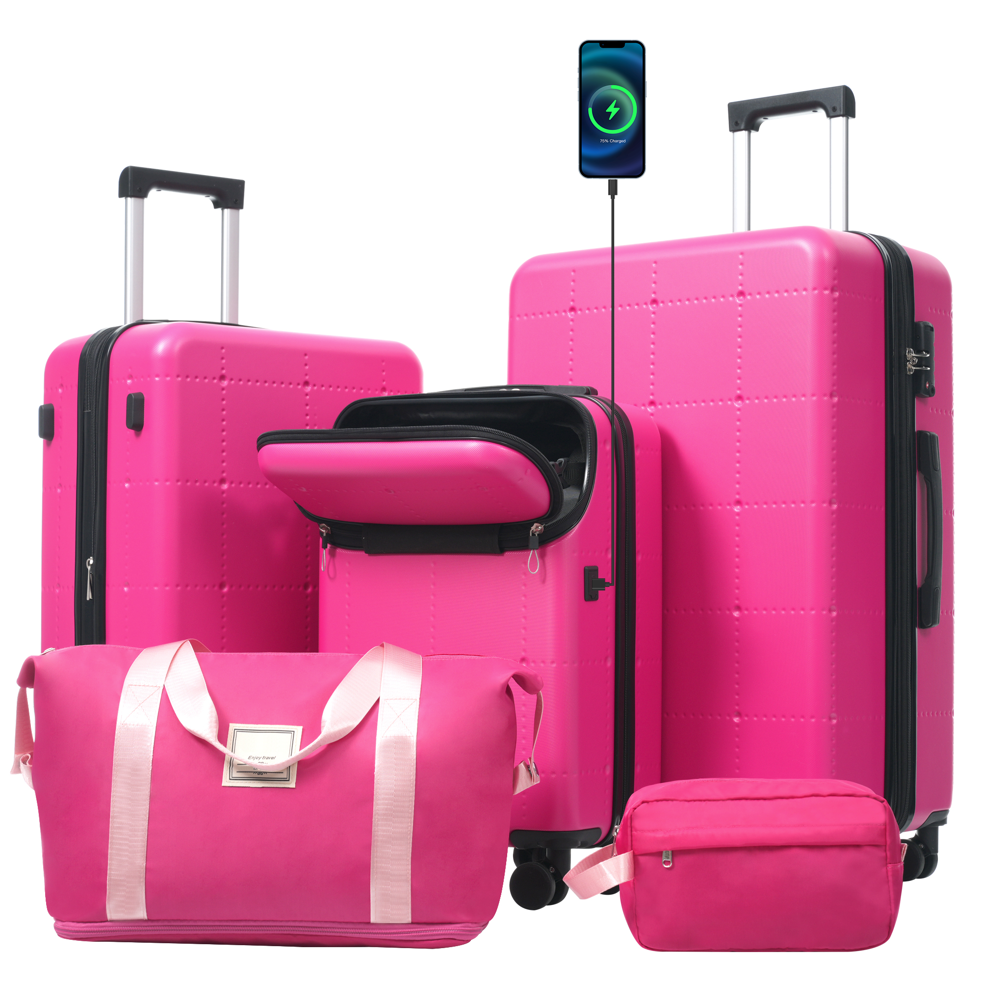 DOTS 5-Piece Luggage Set - Pink