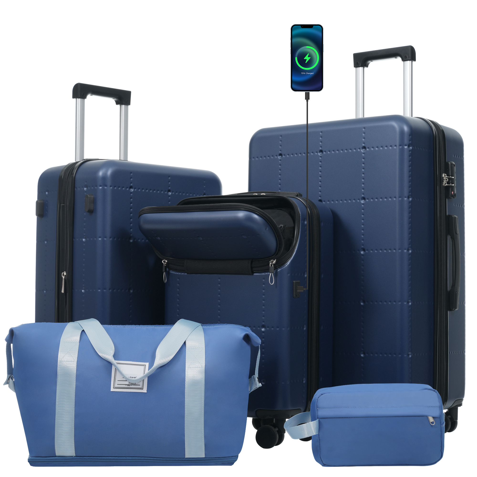 DOTS 5-Piece Luggage Set - Blue