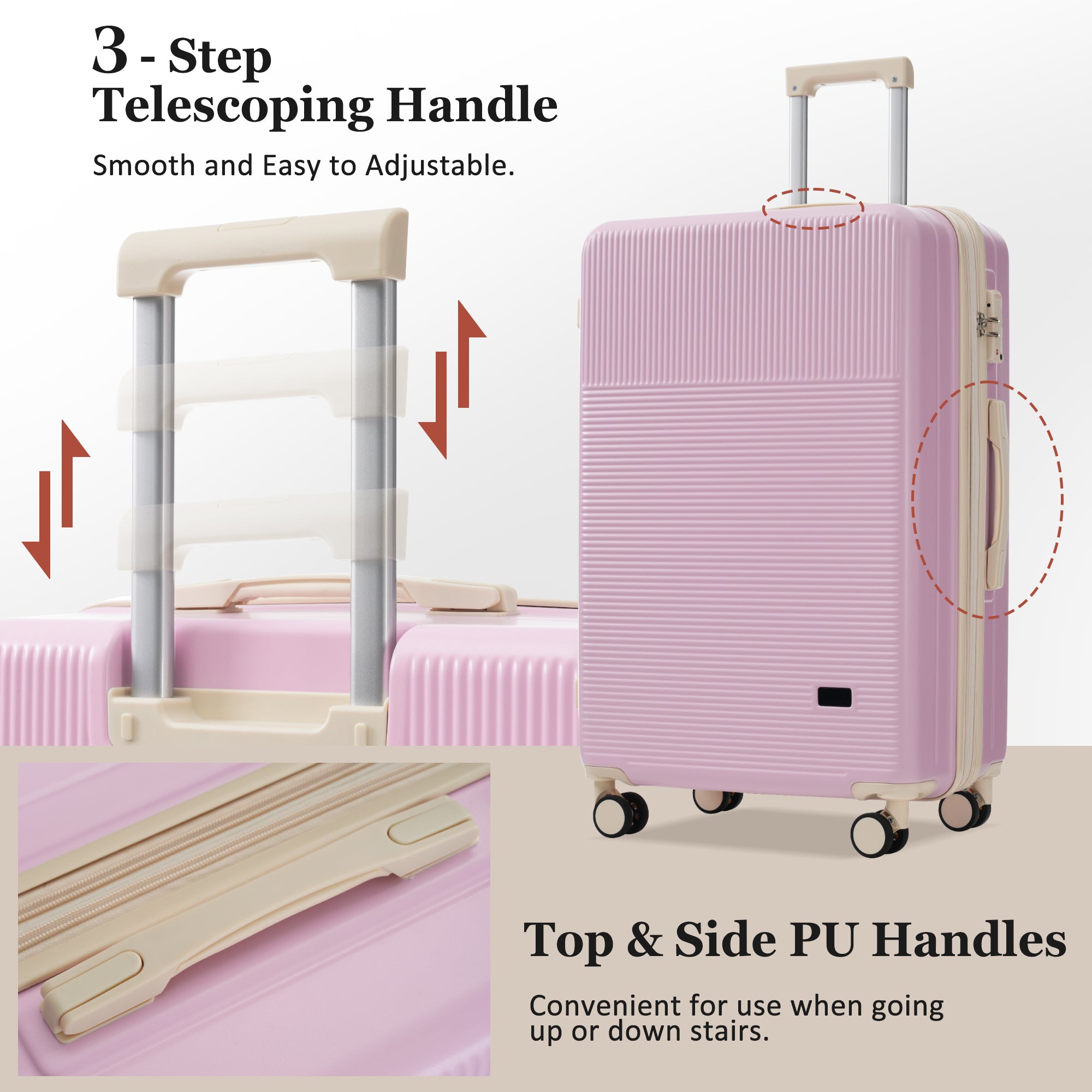 CROSS 5-Piece Luggage Set - Light Pink