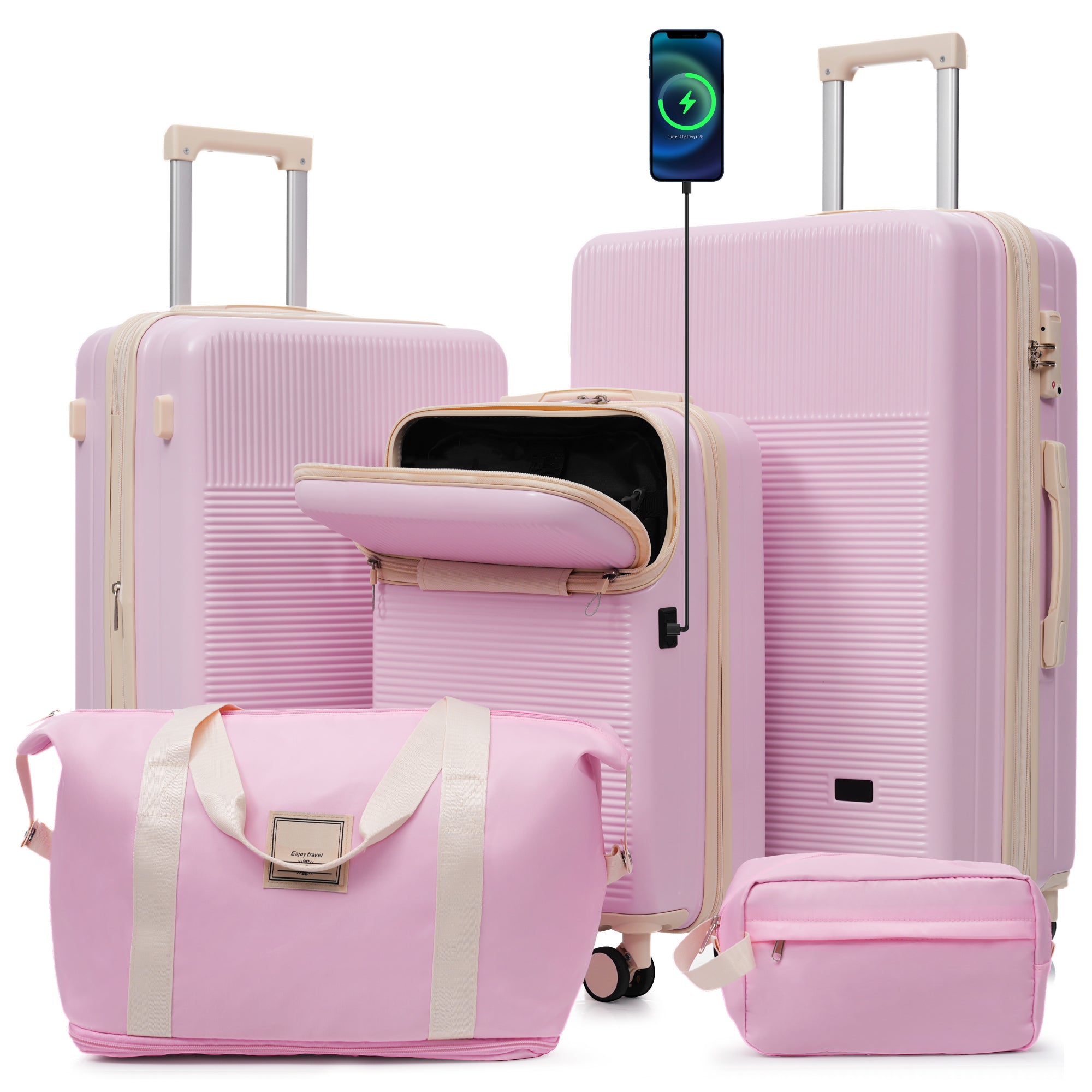 CROSS 5-Piece Luggage Set - Light Pink