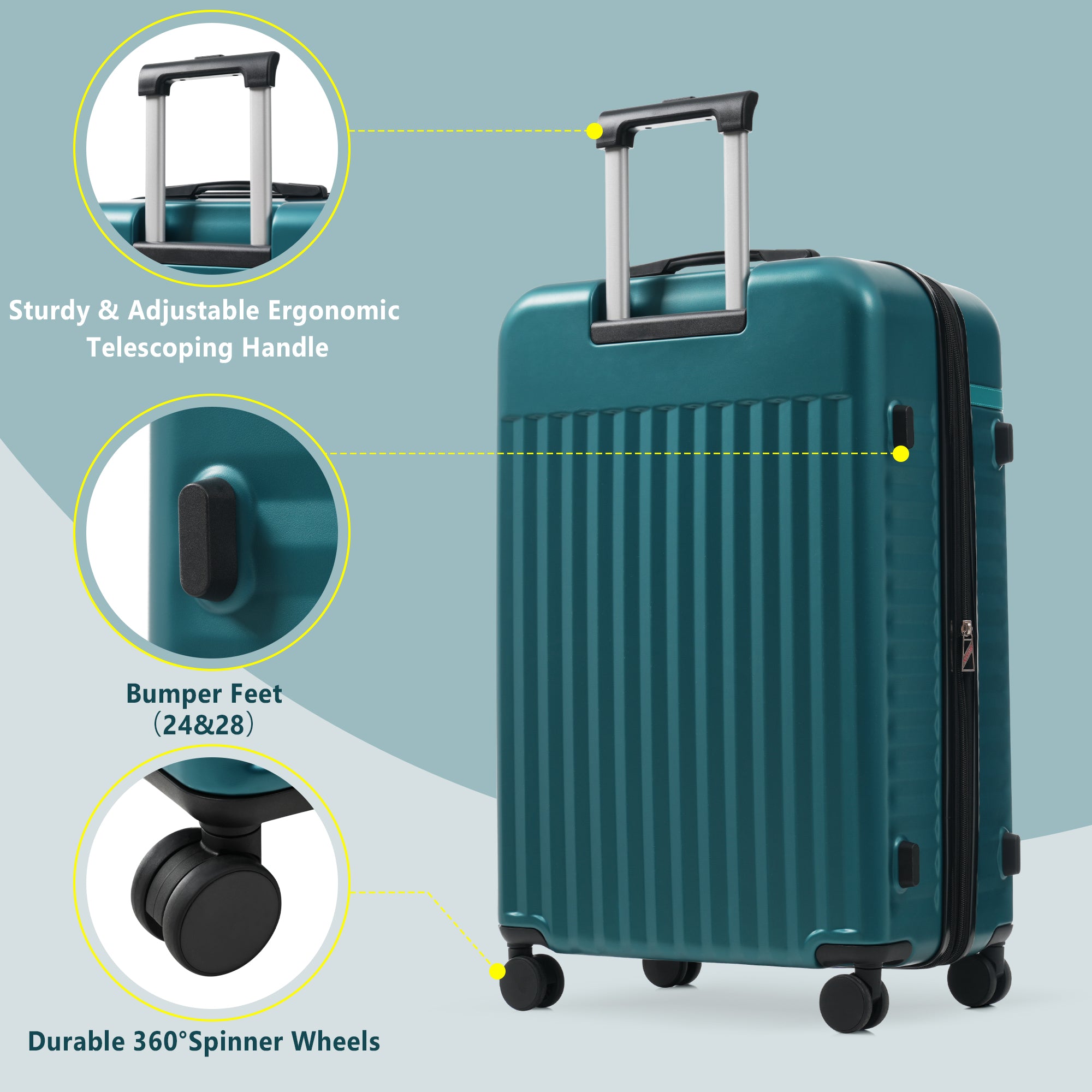 ERA 5-Piece Luggage Set - Dark Green